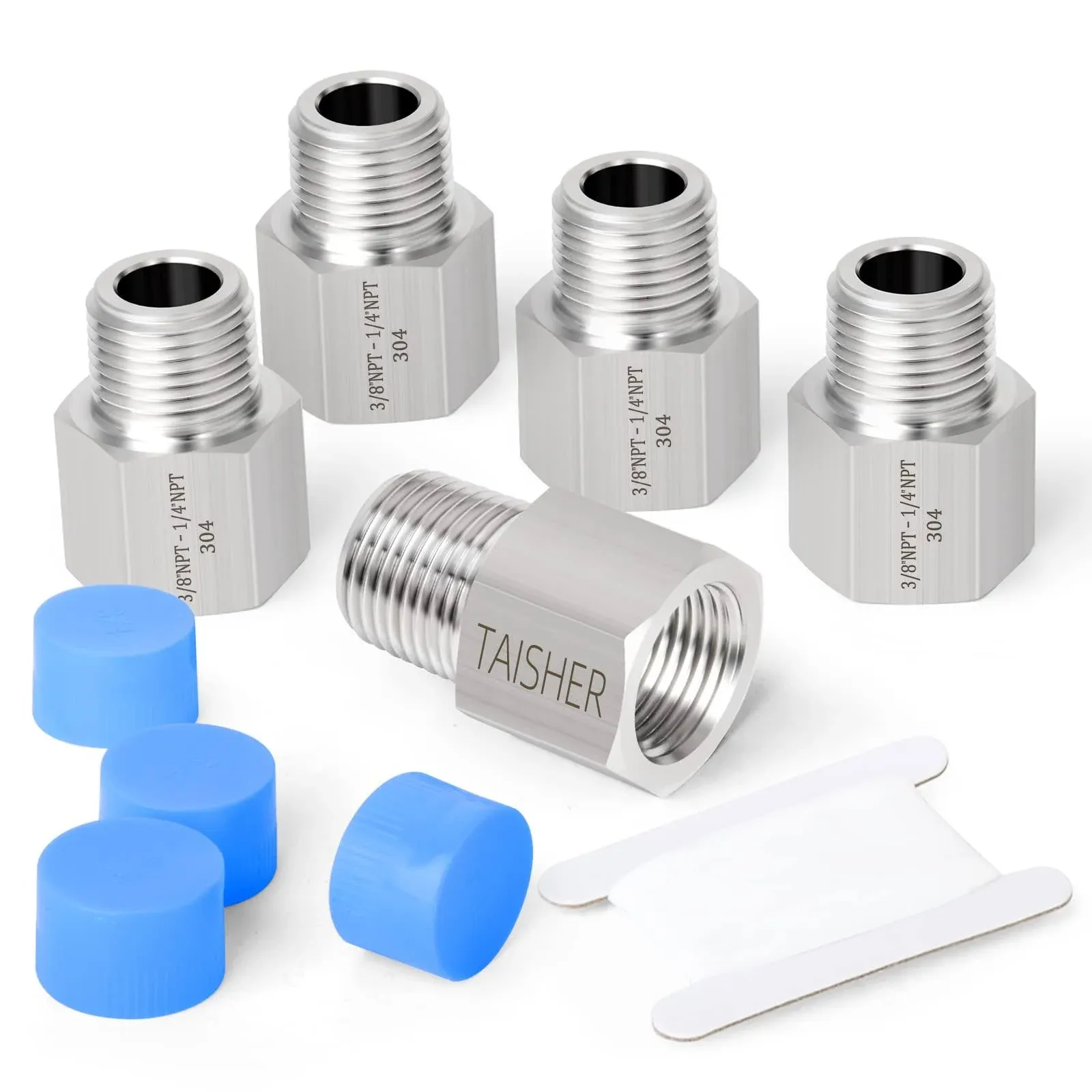 TAISHER 5PCS Forging of 304 Stainless Steel Fitting, Reducer Adapter, 1/4-Inch Male Pipe x 3/8-Inch Female Pipe