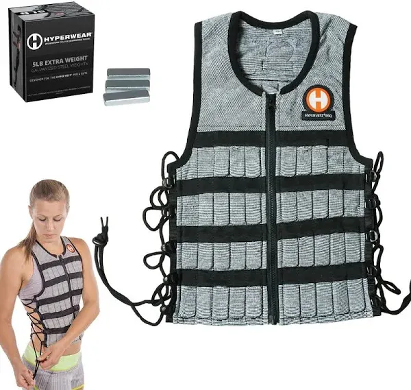 Hyperwear Hyper Vest PRO Weighted Vest Men and Weight Vest Women, Performance Stretch Wicking Fabric, Thin Adjustable Weighted Vest, Pre-loaded with Smallest Steel Weights for Weighted Vests