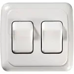 RV Designer S533, Contoured Wall Switch, Includes Base and Bezel, On / Off, Double, White, DC Electrical