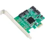 IO Crest 4 Port SATA III PCI-E 2.0 X1 Controller Card Marvell Non-RAID with Low