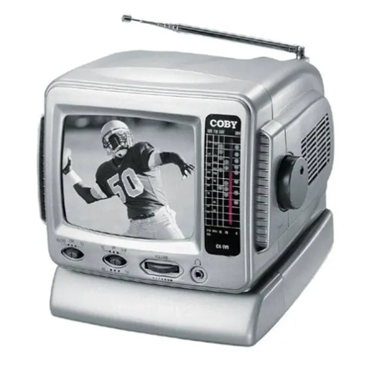 Coby Cx-tv1 5" Portable Black & White television TV with Am FM Radio