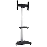 Mount-It! Mobile TV Cart, Height Adjustable Rolling Flatscreen Stand with Component Shelf and Rolling Casters, Fits Screen Sizes 37 to 70 inches and VESA 200x200 to 600x400, 110lb Capacity (MI-1875)