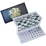 WE Games Mini Chess Set – 6 inch Foldable Pocket Chess Set, Flat Magnetic Chess Pieces, Portable and Travel Chess Set for Adults, Golden Logo