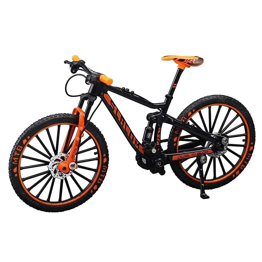 YEIBOBO ! Alloy Mini Downhill Mountain Bike Toy, Die-cast BMX Finger Bike Model for Collections (Black/Orange)