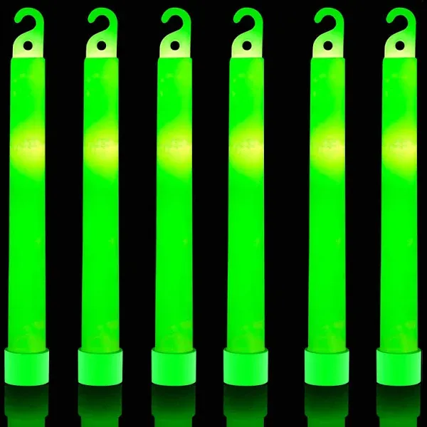 32 Ultra Bright 6 Inch Large Green Glow Sticks - Chem Lights Sticks with 12 H