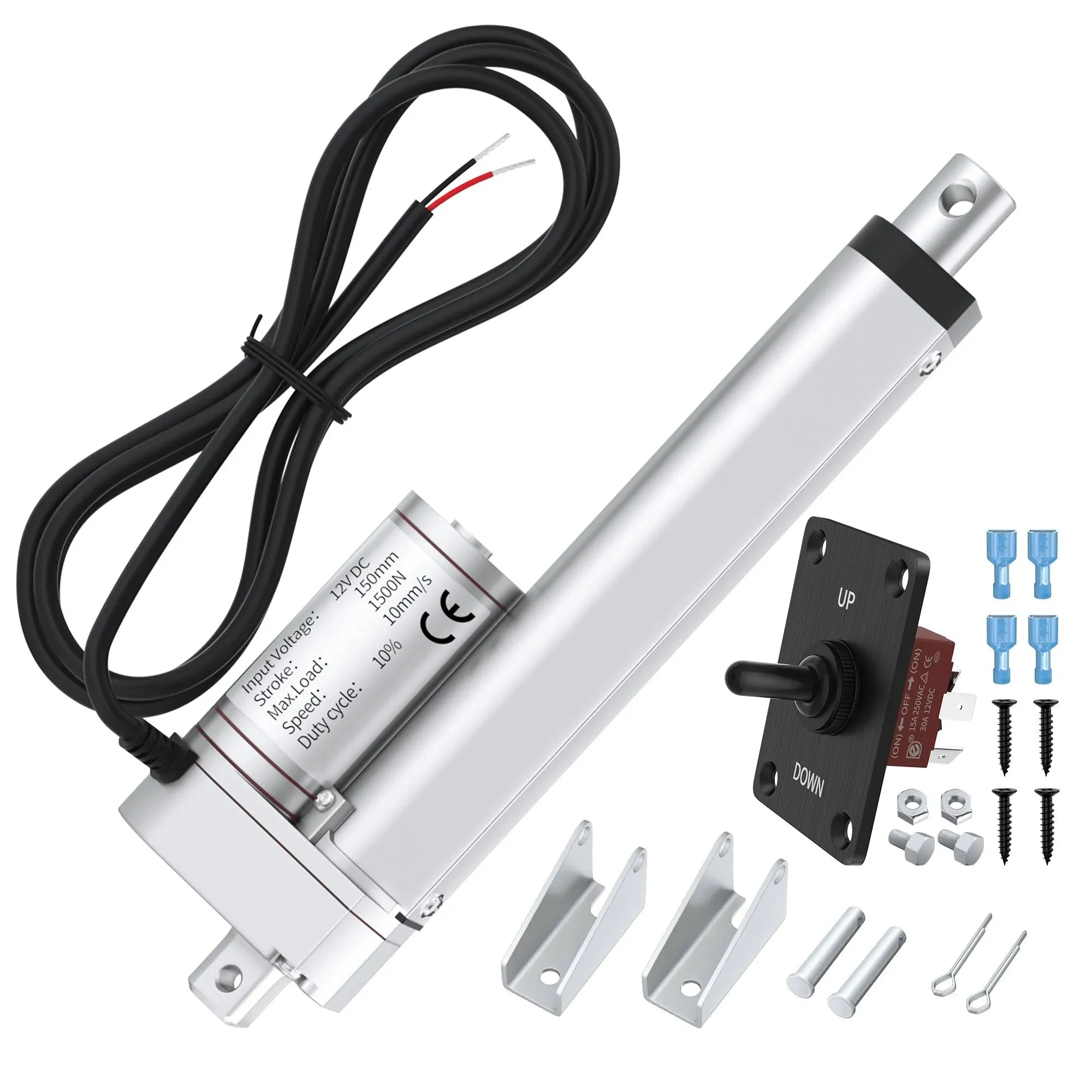 Linear Actuator 12V 330lb/1500N Heavy Duty 6" Linear Motion Actuator High Speed 10mm/s Fast Electric Actuator IP54 Waterproof Linear Actuator with Controller