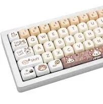 142 Keys Round Cute Keycaps MOA Profile Keycaps, Cherry Mx Keycaps PBT Keycaps, Custom Keycaps Cat Keycaps, Coffee Keycaps White Keycaps 60 Percent Cute Keycaps for Mechanical Keyboard