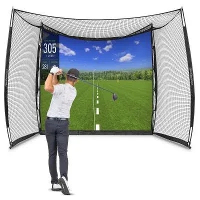 GoSports Range Cage 10 ft x 8 ft Golf Practice Hitting Net with Impact Screen