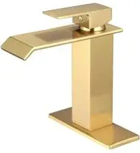 BWE Brushed Gold Single Hole 1-Handle Bathroom Sink Faucet with Deck Plate