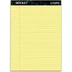 TOPS Docket Ruled Perforated Pads, 8 1/2 X 11 3/4, Canary, 50 Sheets, Dozen