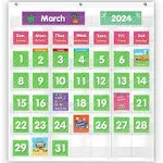 EAMAY Classroom Monthly Calendar Pocket Chart for 2.75 * 2.75 Cards,Homeschool Supplies and Classroom Must Haves! Only Chart(White)