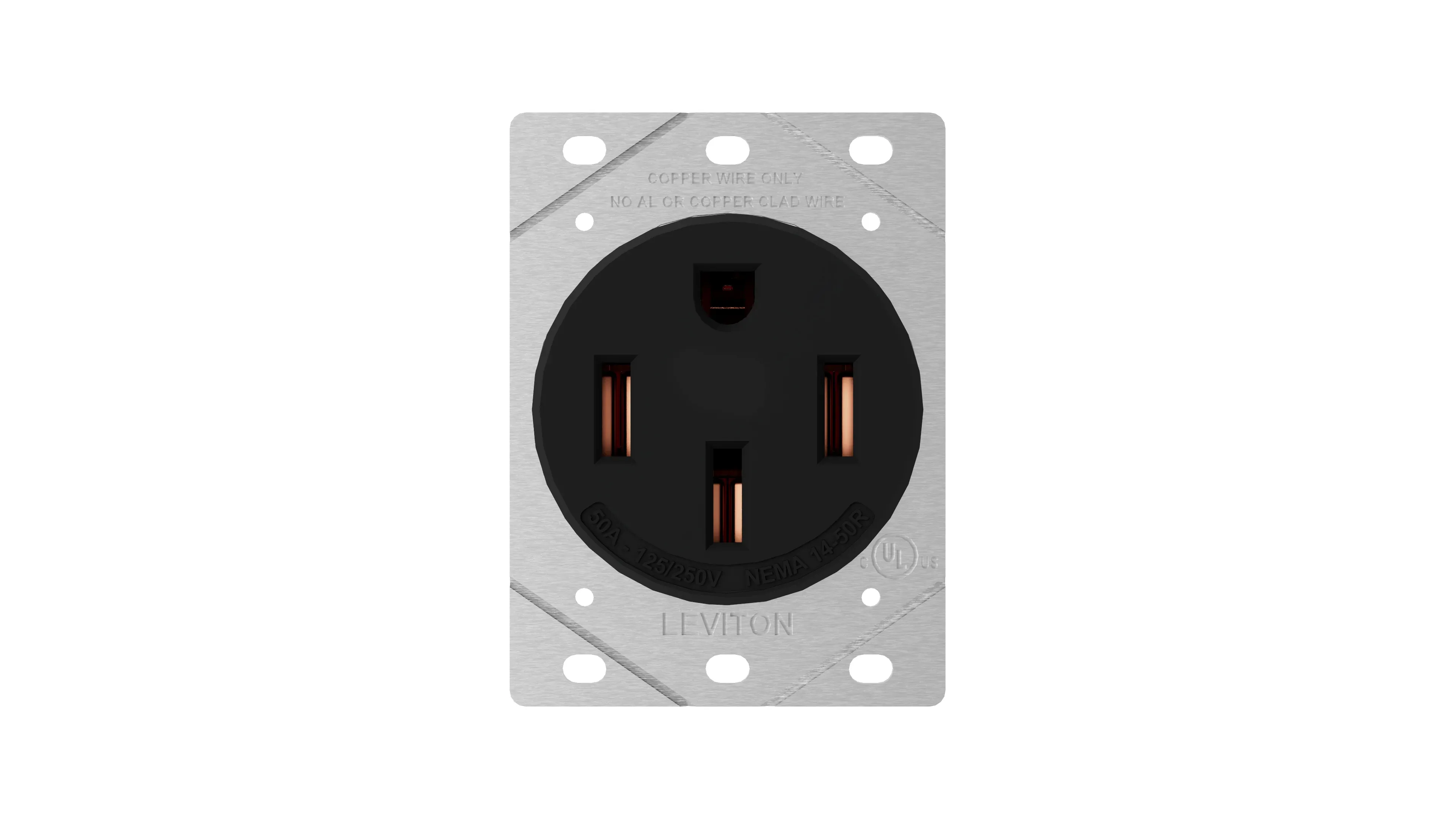 Leviton 1450R 50 Amp Charging Receptacle/Outlet, Heavy Duty EV, Black