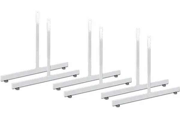 White Gridwall T Base Rectangular Tube With Levelers (Set of 3 Pairs) White Finish …