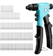 DURATECH 4-in-1 Rivet Gun Kit w/100 Rivet Pop Rivet Tool Heavy Duty Hand Riveter