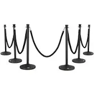 VEVOR Stanchion Posts with Velvet Ropes, 6-Pack Crowd Control Stanchion with 6PCS 5FT Red Velvet Ropes, Carbon Steel Baking Painted Queue Barrier Line Divider & Fillable Plastic Base for Wedding Party  | VEVOR US