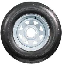 eCustomRim Radial Trailer Tire On Rim ST225/75R15 225/75-15 15 D 6 Lug Wheel White Spoke