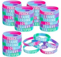 Juvale 36 Pack Inspirational Rubber Bracelets, Motivational Silicone Wristbands, Tie Dye Party Favors for Kids and Adults