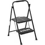 600lbs 2 Step Ladder,Folding Step Stool with Wide Anti-Slip Pedal, Lightweight Sturdy Steel Ladder with Handgrip,Portable Steel Step Stool for Home