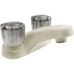 Dura Faucet | DF-PL700S-BQ | RV Lavatory Faucet Smoked Acrylic Knobs Bisque Parchment