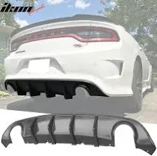 Fits 15-23 Dodge Charger SRT V3 Style Rear Bumper Diffuser Unpainted Black PP