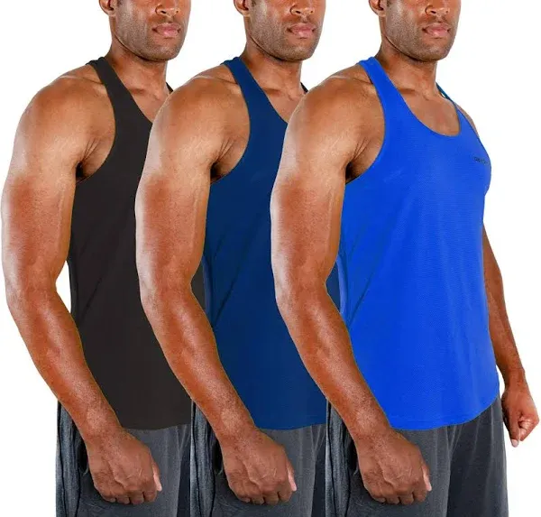 DEVOPS 3 Pack Men's Muscle Shirts Sleeveless Dry Fit Gym Workout Tank Top