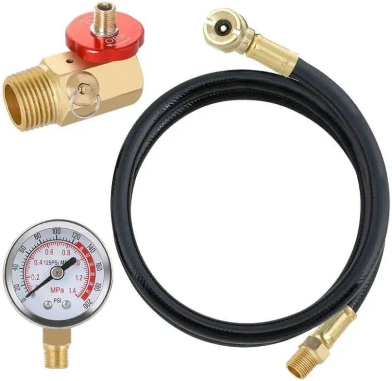 Hromee Air Tank Repair Kit w/Safety Valve, Pressure Gauge and 4 Feet Air Tank