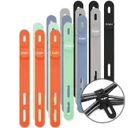 Ringke Silicone Cable Ties [Reusable Cable Management] Flexible Cord Organizer, Adjustable Length Long-lasting Durable Cable Clips - 15 Pack