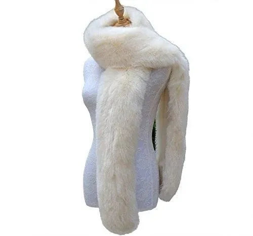 Bettli Women&#039;s Men&#039;s Extra Large Faux Fox Raccoon Fur Scarf Collar Stole Shawl