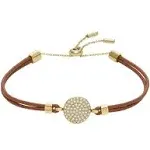 Sadie Glitz Disc Medium Brown Leather Components Bracelet