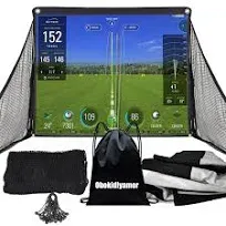 Golf Simulator Impact Screen with Black Double Layer Blackout Cloth Shank Side Net Ropes ;High Definition Premium 4k Projection Screen for Golfer