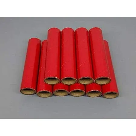 10 FIREWORKS PYRO Gloss Red Heavy Wall Cardboard Tubes, 1" x 6" x 1/8"