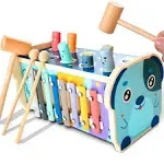 Kidwill Wooden Hammering Pounding Toy Pounding Bench Number Sorting