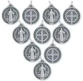 Caritas et Fides Bulk Pack of 10 - St. Benedict Medal Pendant - 3/4 inch Round ...