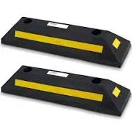 PYLE Garage Floor Stops for Vehicles - 2PC Heavy Duty Rubber Vehicle Parking 