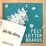 Teal Felt Letter Board 10x10 inches. Changeable Letter Boards Include 300 White Plastic Letters & Oak Frame.