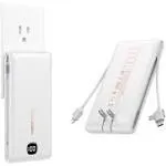 VEEKTOMX Portable Charger with Built in Cables 22.5W 10000mAh, 10000mAh White 