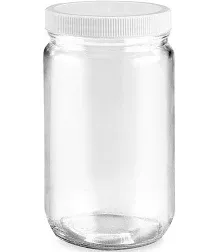 Uline S-19316P-W 32 Oz Straight Sided Glass Jar, White Plastic Cap 12/CT 3 Boxes