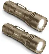 GearLight TAC LED Flashlight Pack - 2 Super Bright, Compact Tactical Black 