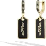 Coach Women's Signature Hangtag Huggies Earrings