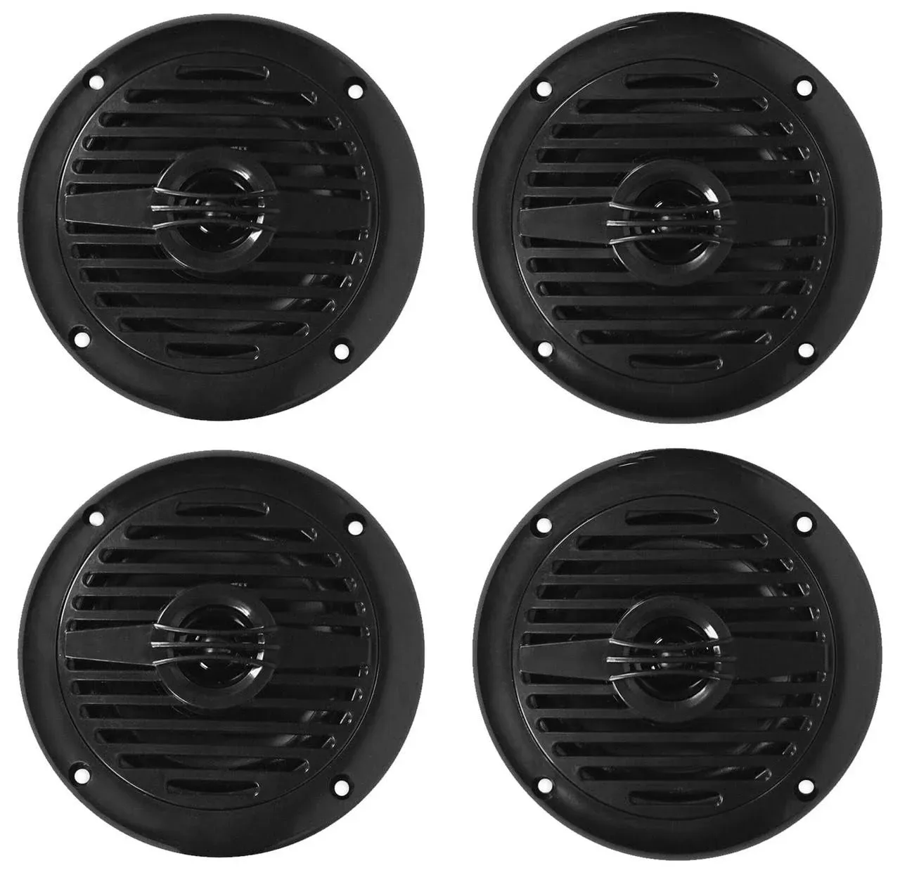 (4) Rockville MS40B Black 4" 200 Watt Marine Boat Speakers Compact and Powerful