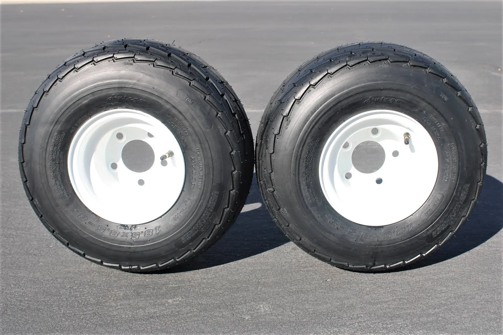 Antego (Set of 2) 5-Hole 8" x 7" White Trailer Wheel & Tire 215/60-8 (18.5x8.50-8)