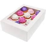  Cupcake Boxes with Window | 13x9.5x4” | White, 12 Pack Carrier White - 12 Pack