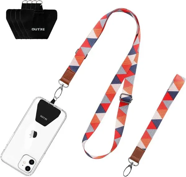 Phone Lanyard - 4× Pads, 1× Adjustable Neck Strap, 1× Wrist Strap, Nylon La