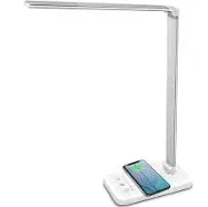 Fugetek LED Light/Phone Holder w Wireless Charger, 5 Light Settings, USB Port.