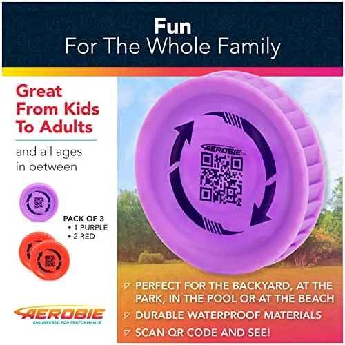 Aerobie Pro Lite 3-Pack Miniature Throwing Discs, Perfect for Kids, Backyard Games & Disc Golf, Outdoor Games for Adults and Family Ages 5 & Up