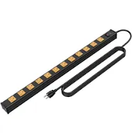 12 Outlets Heavy Duty Metal Socket Power Strip,6-Foot Long Extension Cord wit...