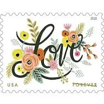 Love Flourishes Sheets of 20 USPS First Class Forever Postage Stamps Wedding Love Valentine