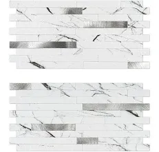 Peel and Stick Backsplash, 20-Sheet Peel and Stick Tiles 12.1" x 5.9" Stick on Backsplash PVC Wall Tile for Kitchen Fireplace (Carrara White Marble)