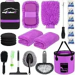 Pcs Car Wash Cleaning Tools Kit Car Detailing Set with Canvas Bag 22 Purple