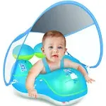 Baby Pool Float with UPF50+ Sun Protection Canopy,Add Tail Never Flip over Infla